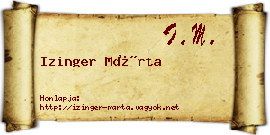 Izinger Márta névjegykártya